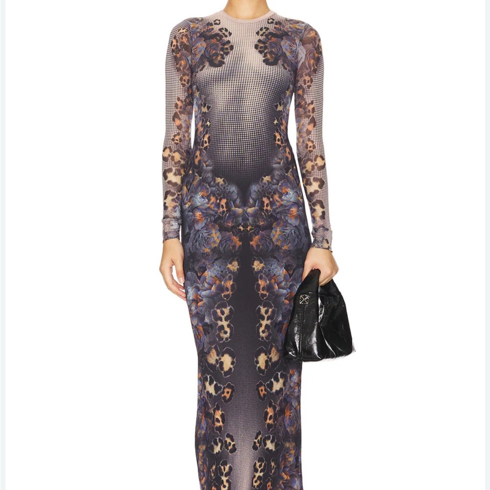 AFRM Black and Brown Floral Long Sleeve Dress